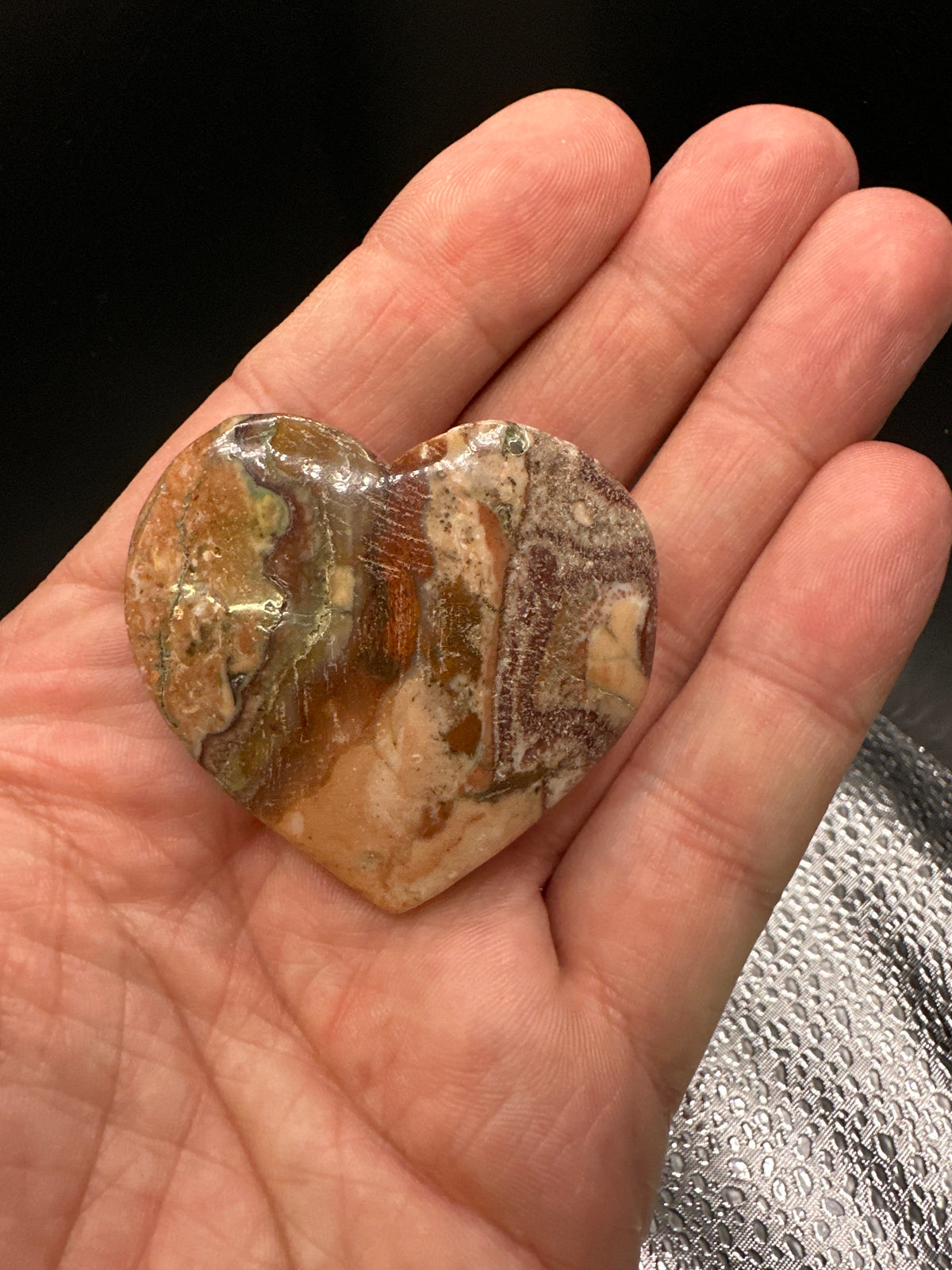Peach Agate Heart Palm B