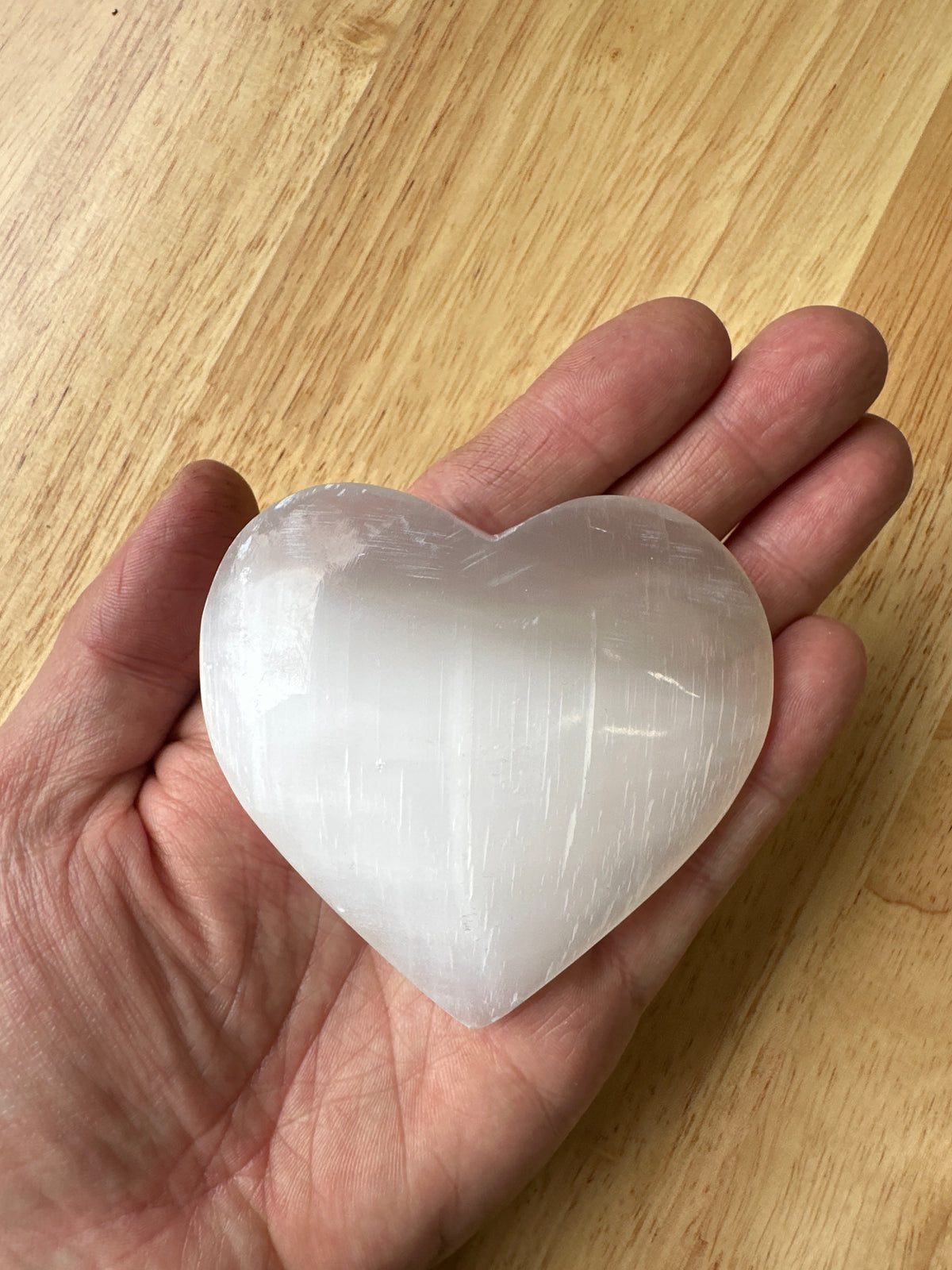 Heaven’s Light Selenite Heart Palm