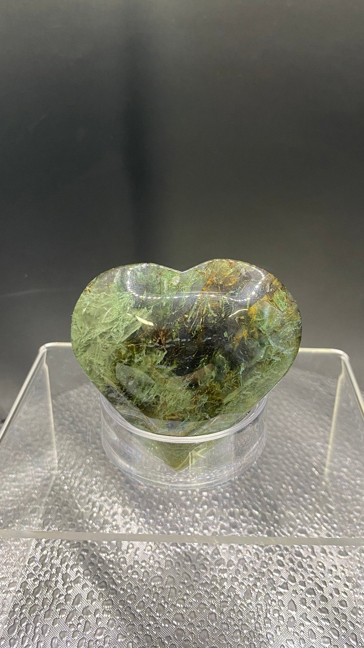 Moss Agate Heart Palm