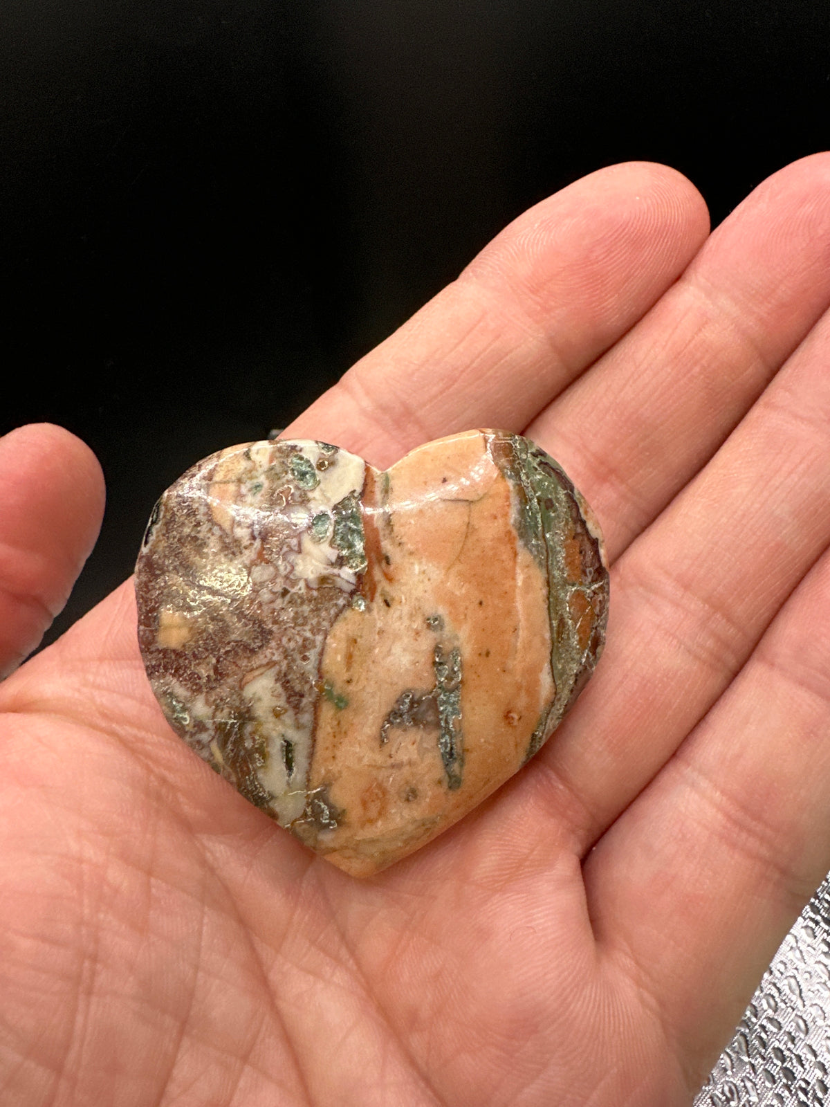 Peach Agate Heart Palm B