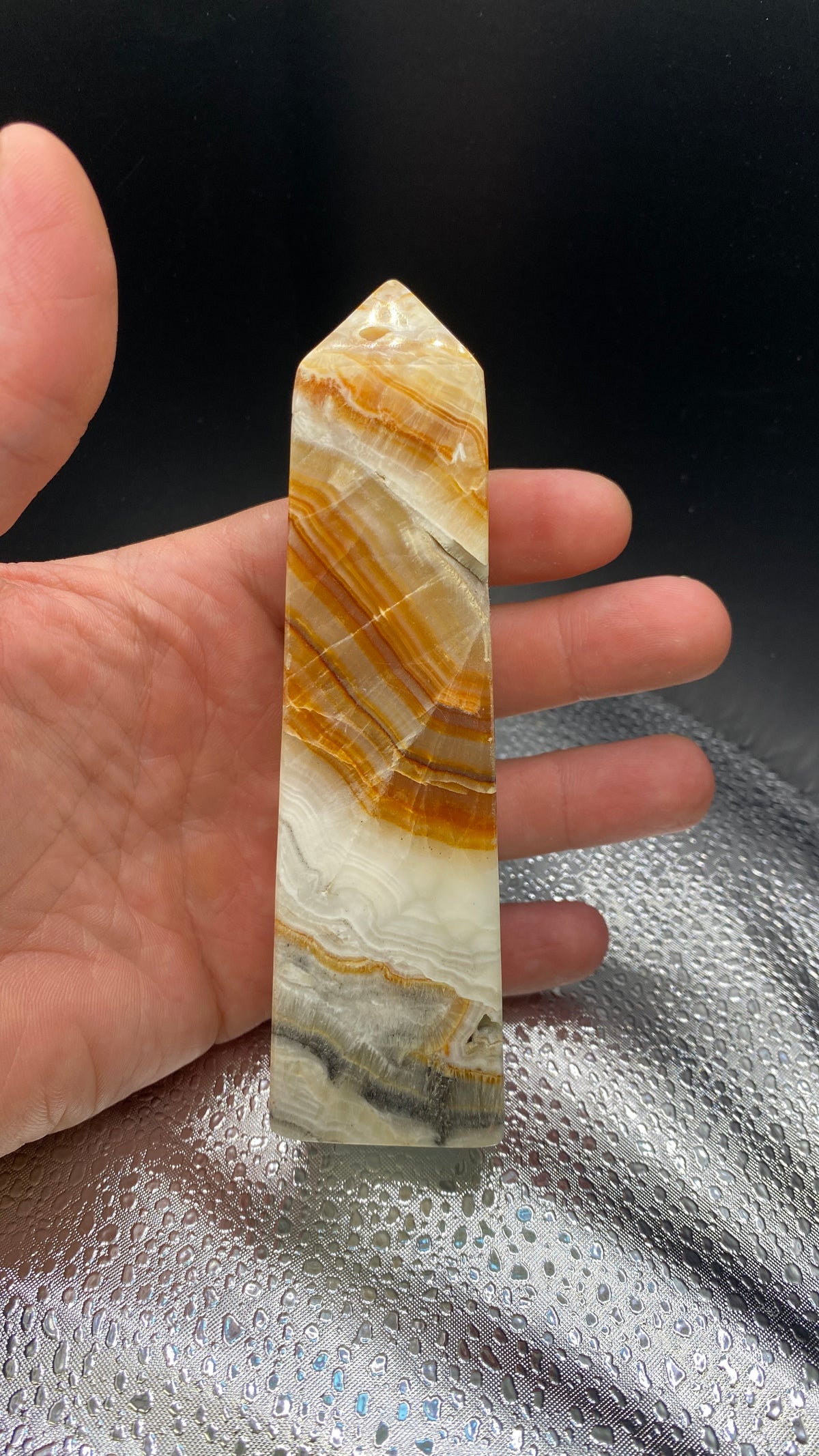 Ember Waves Banded Aragonite Tower