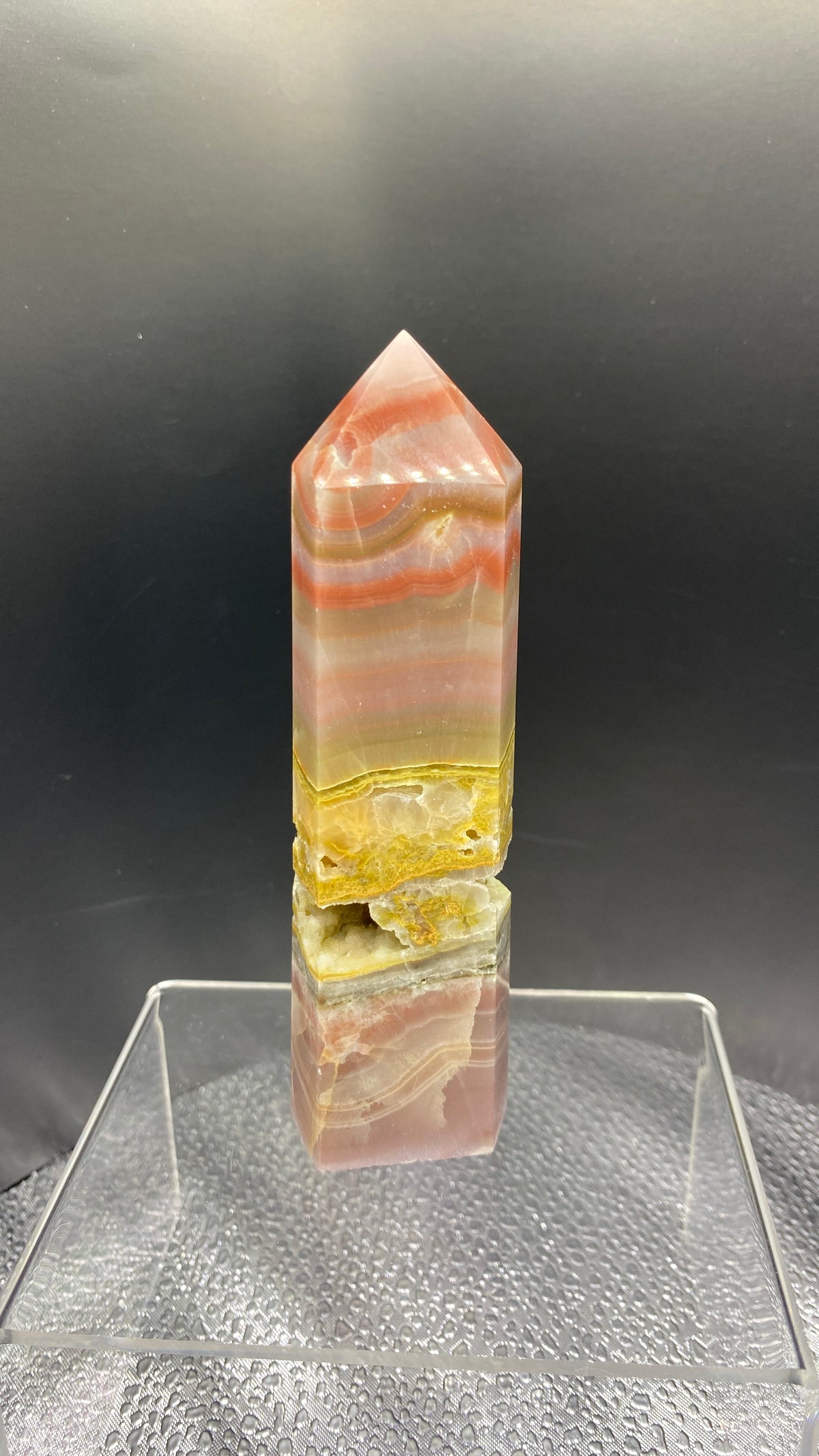 Pink Banded Calcite & Agate Tower