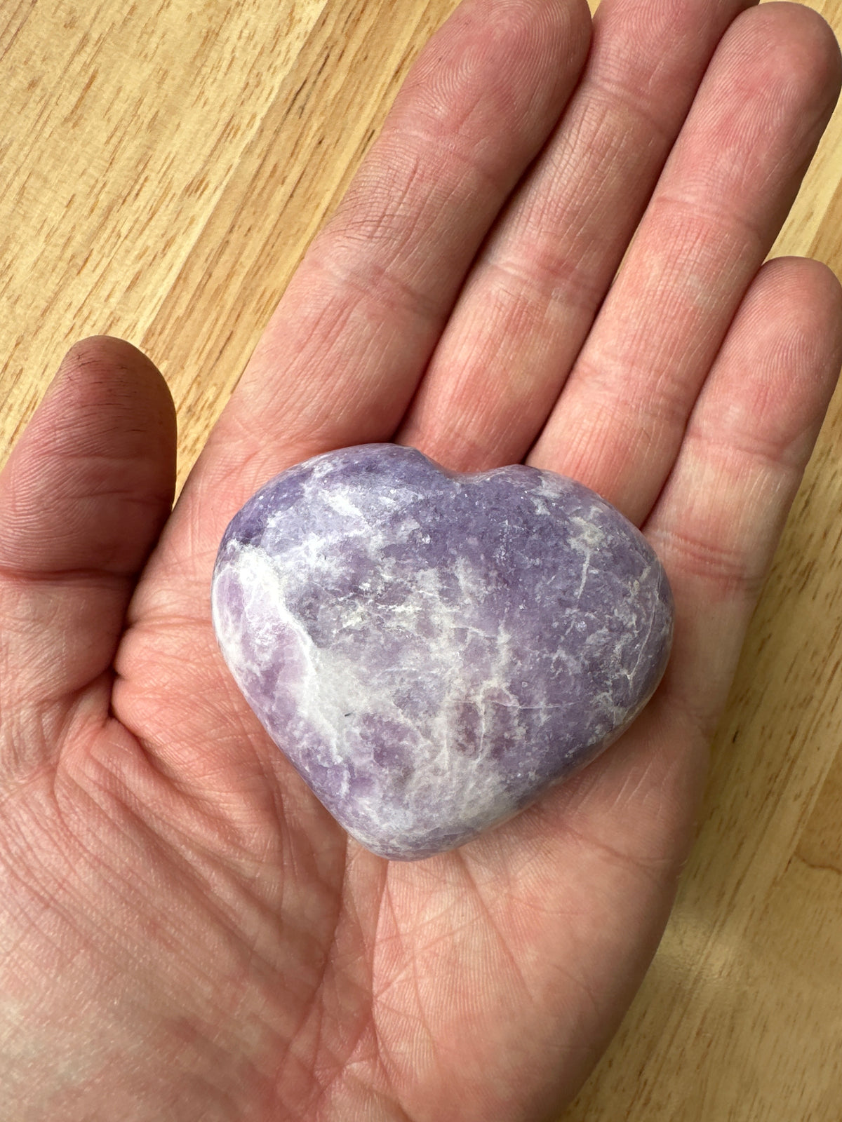 Inner Calm Lepidolite Heart Palm