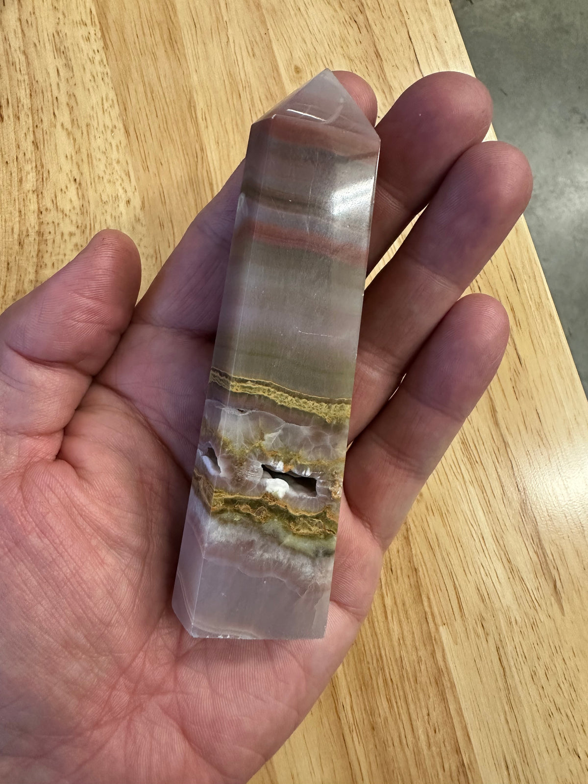 Pink Banded Calcite & Agate Tower