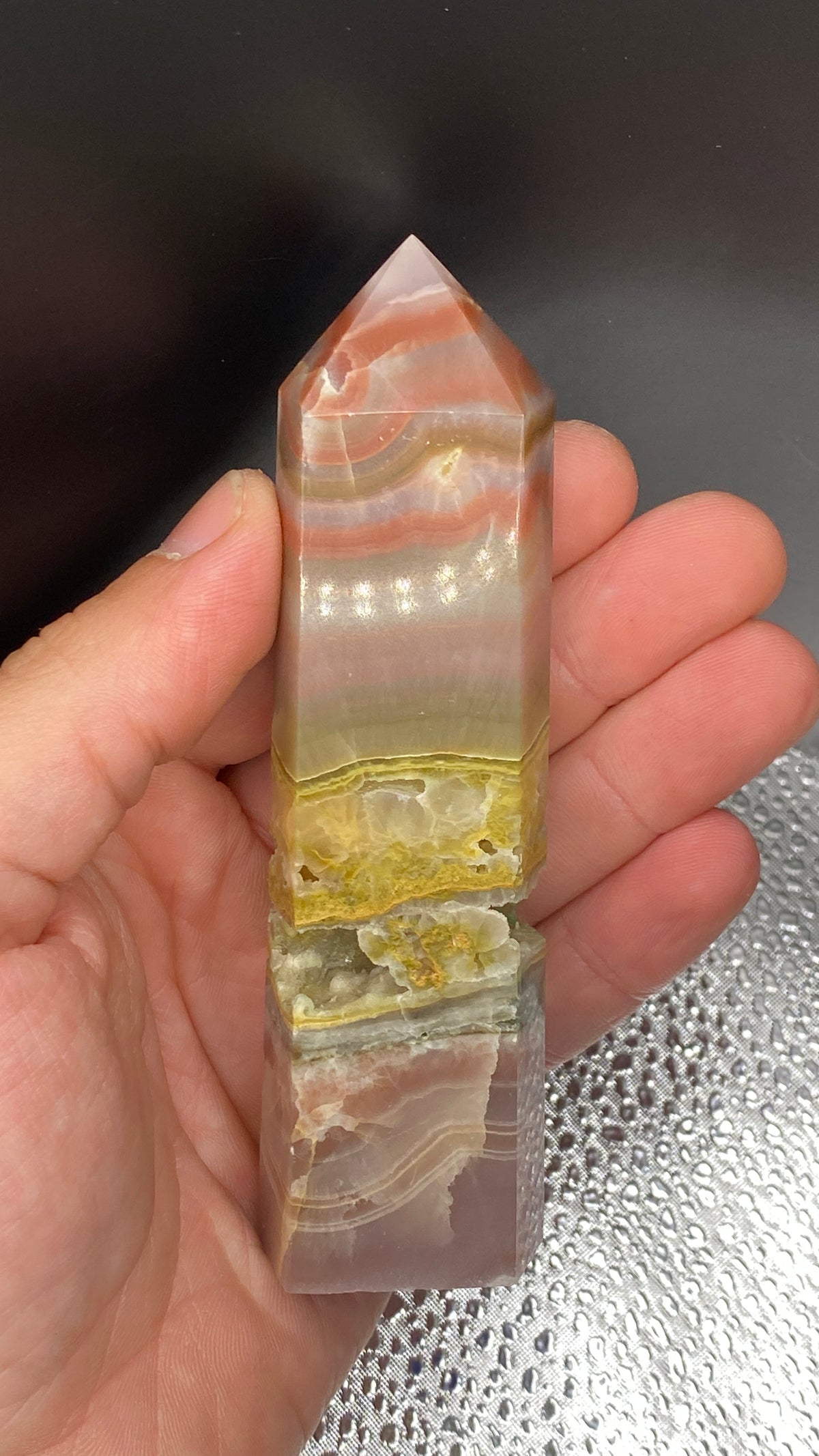 Pink Banded Calcite & Agate Tower