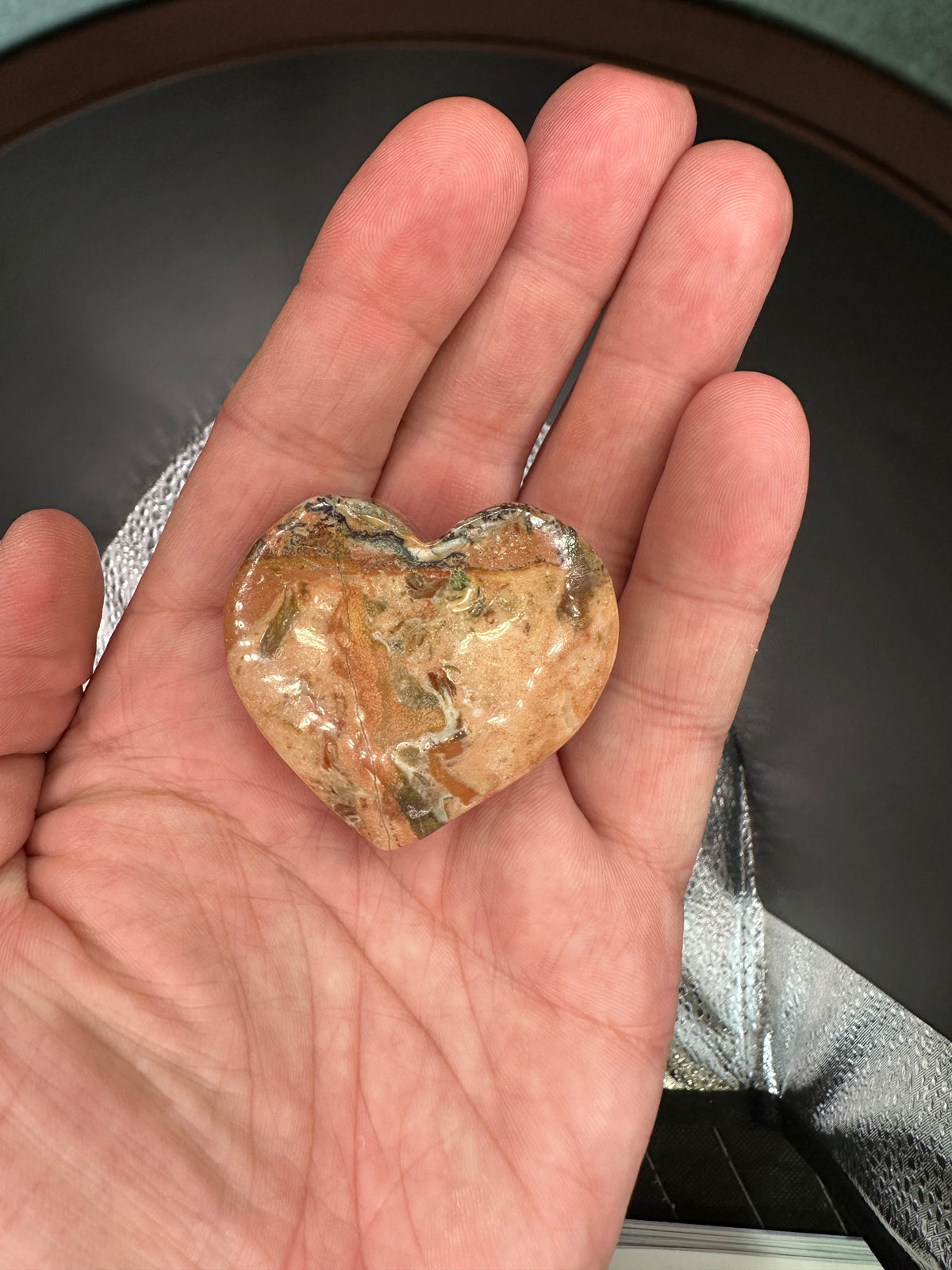 Peach Agate Heart Palm